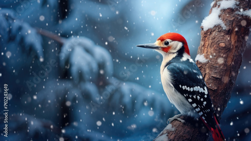 Snowfall Serenade: Bird in the Glittering Storm © Stoksi