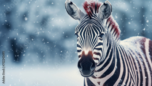 Snowy Zebra Elegance  Winter s Monochrome Beauty