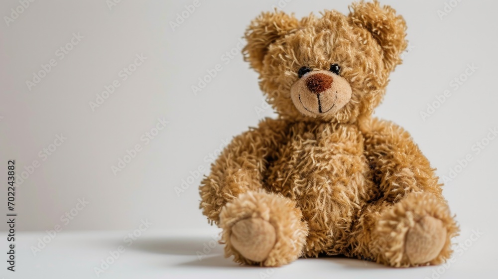 Obraz premium A Cute Brown Teddy Bear on a White Surface
