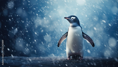 Arctic Elegance: Unbelievable Penguin in Winter Snowfall