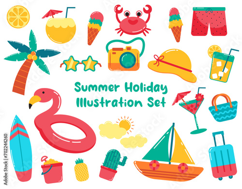 Happy Summer Holiday Illustration Set