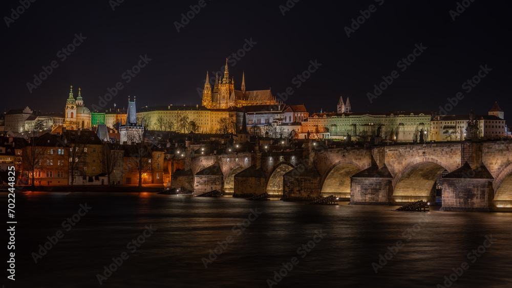 Fototapeta premium Statue on the famous Charles bridge in Prague, Czech republic