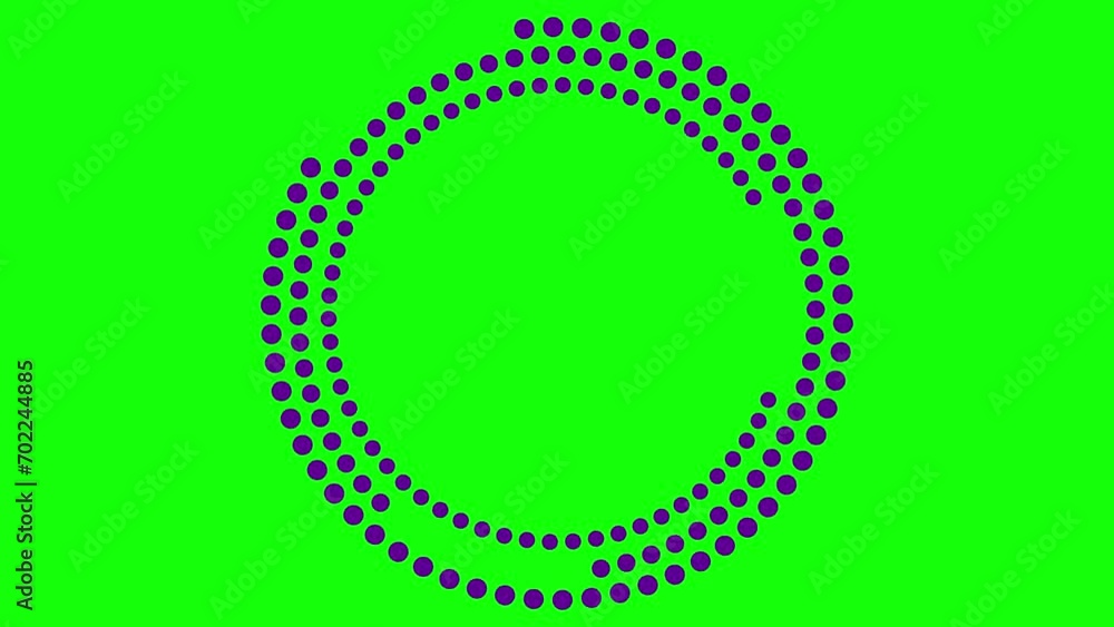 Animated violet circular frame spins. Purple symbol from point circle rotates. Copy space for text. Vector illustration isolated on green background. Animated violet circular frame spins. Purple symbol from point circle rotates. Copy space for text. Vector illustration isolated on green background.