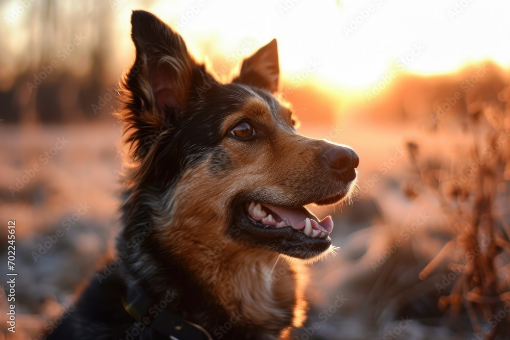 A majestic brown shepherd dog basks in the outdoor sunlight, showcasing its powerful canis jaw and embodying the loyal and playful nature of our beloved canine companions A majestic brown shepherd dog basks in the outdoor sunlight, showcasing its powerful canis jaw and embodying the loyal and playful nature of our beloved canine companions
