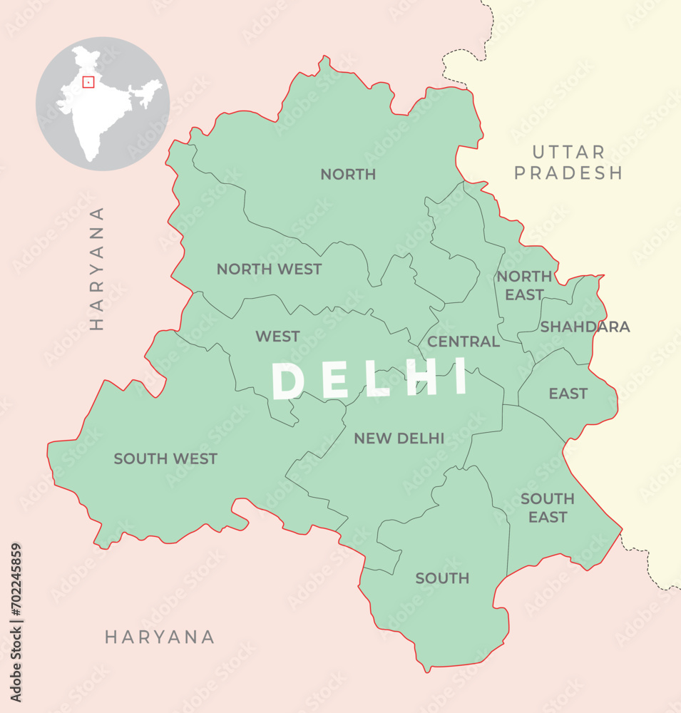 Delhi district map with neighbour state Delhi district map with neighbour state