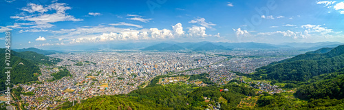 Fototapeta Naklejka Na Ścianę i Meble -  Nagano City, Japan Cityscape Panorama from Asahi Mountain