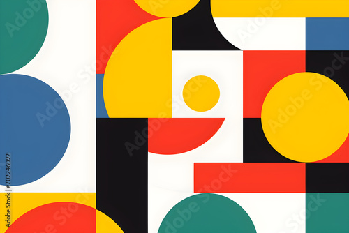 Yellow red green blue Bauhaus geometric pattern background