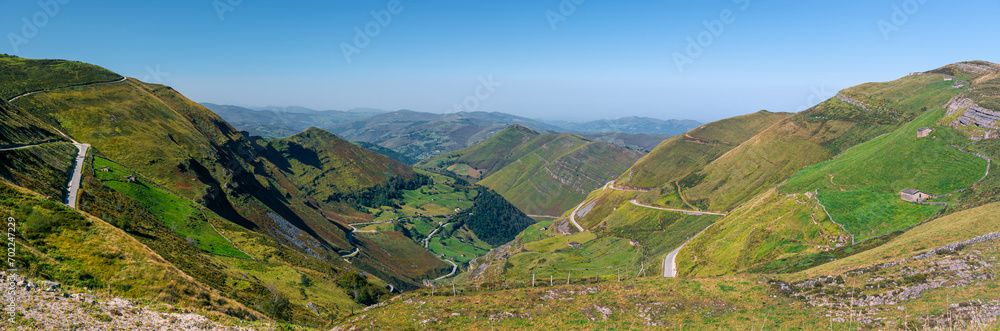 Panoramic view of the Pas Valleys, Pas Valley. Cantabria, Spain. Panoramic view of the Pas Valleys, Pas Valley. Cantabria, Spain.