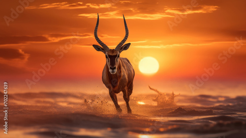 Maritime Majesty: Antelope at the Coastal Sunset