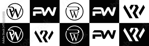  PW logo. P W design. White PW letter. PW, P W letter logo design. P W letter logo design in FIVE style. letter logo set in one artboard. P W letter logo vector design.	
