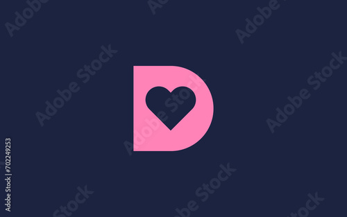 letter d with love logo icon design vector design template inspiration