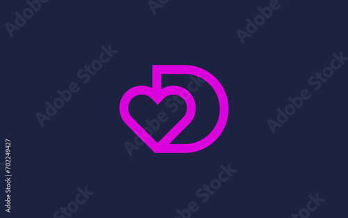 letter d with love logo icon design vector design template inspiration