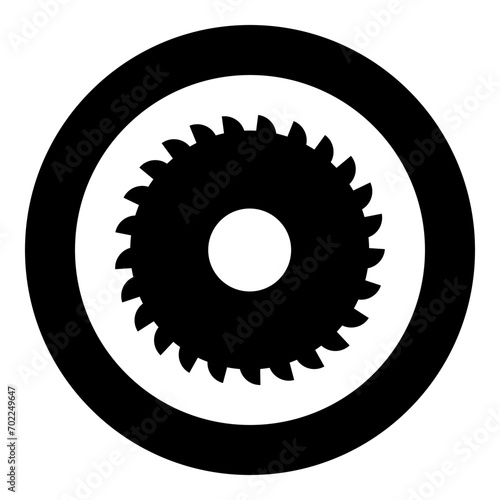 Round knife millstone circular saw disc icon in circle round black color vector illustration image solid outline style