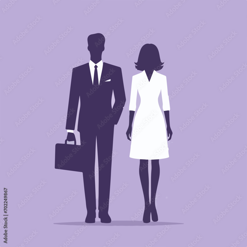 silhouette of a business couple. flat and minimalist design