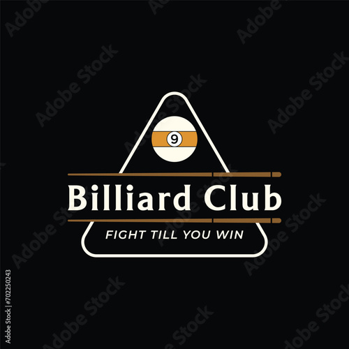 Billiards and cue cue creative logo template design. Logos of billiard sports games, clubs, tournaments and championships. photo