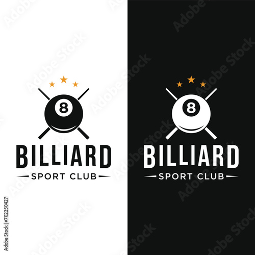Billiards and cue cue creative logo template design. Logos of billiard sports games, clubs, tournaments and championships.