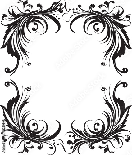 Stylish Panache Artistic Decorative Frame Vector Logo Minimalist Grandeur Black Frame Icon in Vector Design