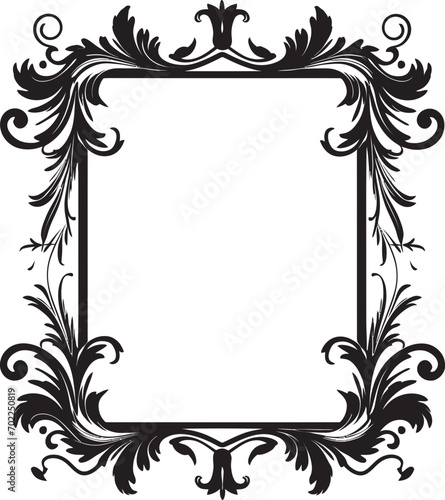 Stylish Panache Artistic Decorative Frame Vector Logo Minimalist Grandeur Black Frame Icon in Vector Logo Design