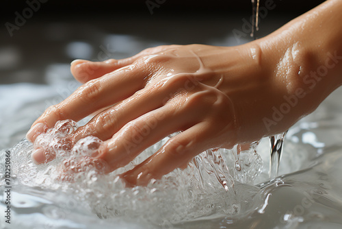 Wallpaper Mural Generative AI - A woman washes hands, close view Torontodigital.ca