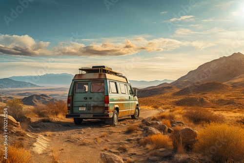 Van Life Dreams: A Couple's Journey through the Arid Landscape © Andrii 