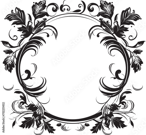 Timeless Flourish Decorative Frame Vector in Black Logo Icon Victorian Reverie Ornate Black Frame for Iconic Logos