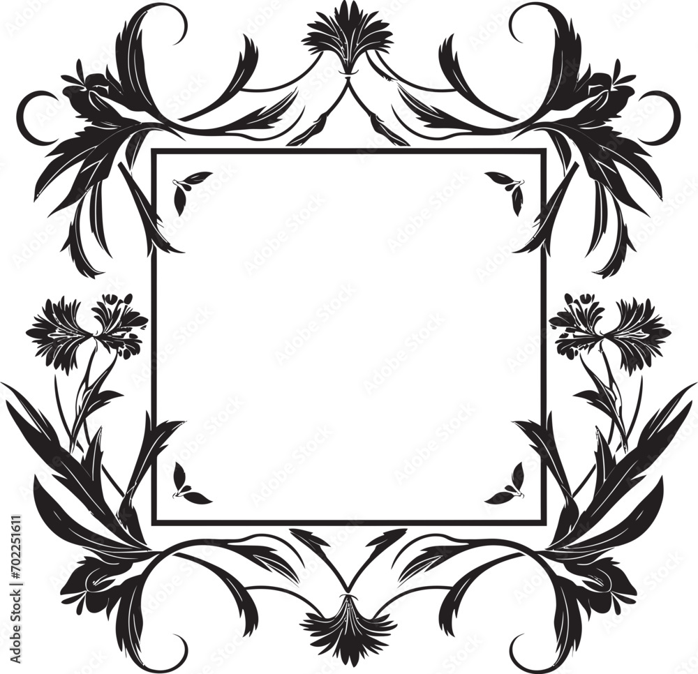 Dynamic Elegance Black Frame Logo Icon Design in Vector Ornamental Harmony Decorative Frame Vector in Black