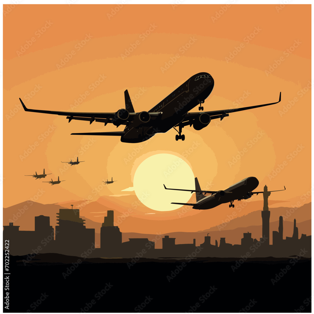 Majestic silhouette of aircraft on a beautiful background