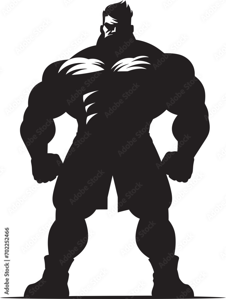 Mighty Muscle Masterpiece Vector Black Logo Icon of Caricature Bodybuilder Powerful Flex Pose Caricature Bodybuilder in Black Logo Icon Mighty Muscle Masterpiece Vector Black Logo Icon of Caricature Bodybuilder Powerful Flex Pose Caricature Bodybuilder in Black Logo Icon