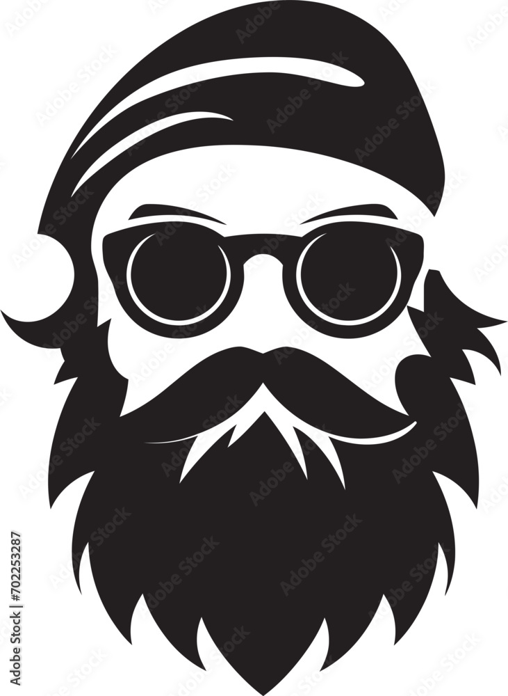 Urban Chic Cartoon Hipster Man Face in Black Vector Logo Icon Modern Dapper Vector Black Logo Icon of Cartoon Hipster Man