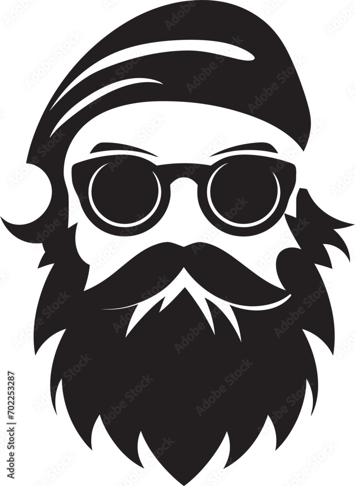 Obraz premium Urban Chic Cartoon Hipster Man Face in Black Vector Logo Icon Modern Dapper Vector Black Logo Icon of Cartoon Hipster Man