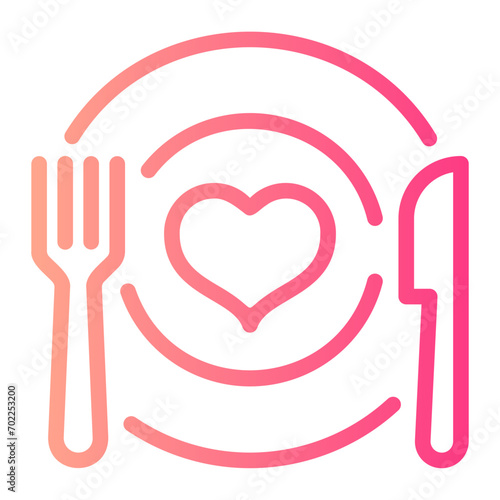 romantic dinner gradient icon