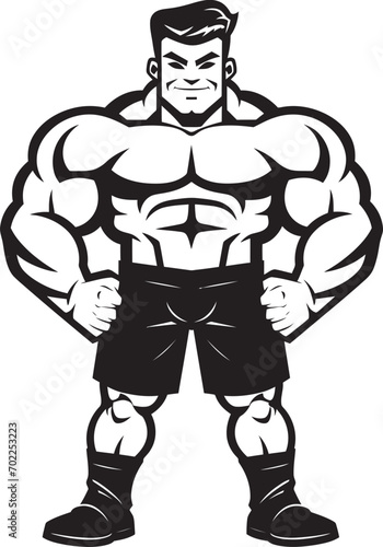 Wallpaper Mural Mighty Muscle Marvel Vector Black Logo Icon of Caricature Bodybuilder Dynamic Muscle Fusion Caricature Bodybuilder in Black Logo Icon Torontodigital.ca