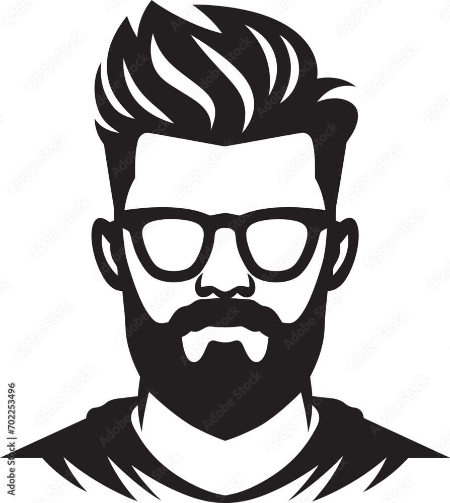 Artsy Hipster Hipster Man Face Cartoon in Black Vector Retro Modernity Cartoon Hipster Man Face Black Icon Artsy Hipster Hipster Man Face Cartoon in Black Vector Retro Modernity Cartoon Hipster Man Face Black Icon