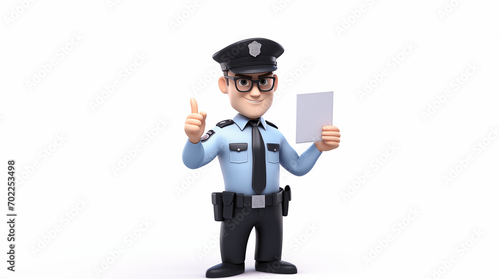 3d d cartoon police officer hold paper and giving thumb up 3d d cartoon police officer hold paper and giving thumb up