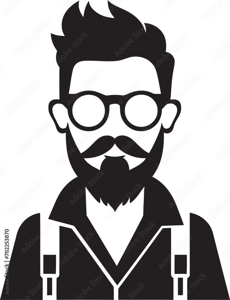 Modern Classic Black Logo Icon of Cartoon Hipster Man Face Boho Sophistication Hipster Man Face Cartoon in Black Vector Modern Classic Black Logo Icon of Cartoon Hipster Man Face Boho Sophistication Hipster Man Face Cartoon in Black Vector