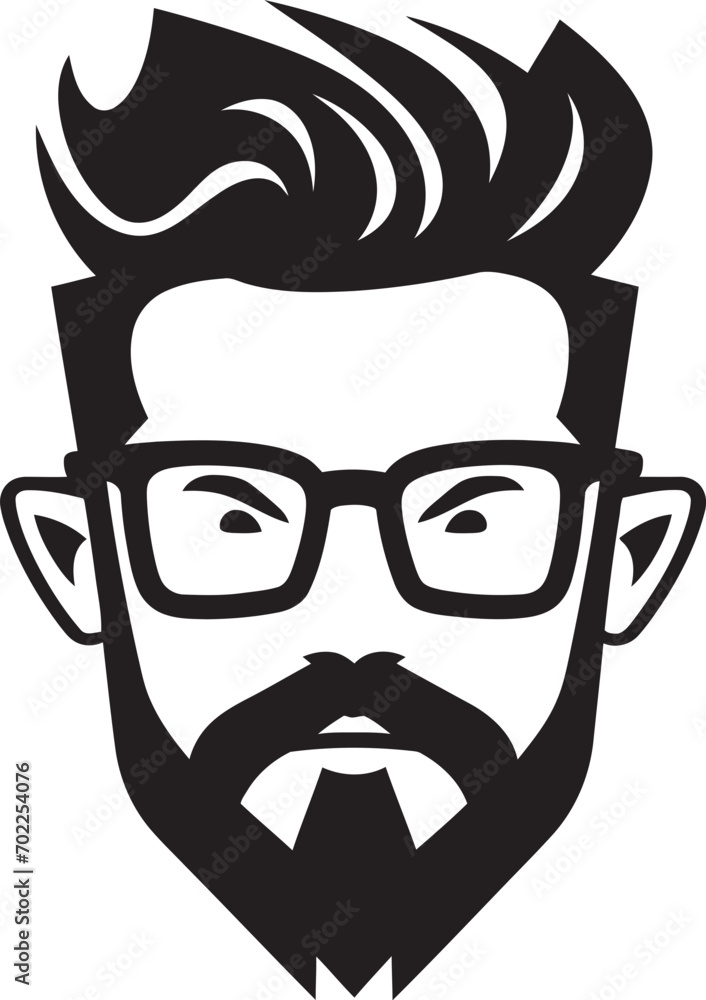 Modern Bohemian Hipster Man Face Cartoon in Black Vector Chic Retro Revival Cartoon Hipster Man Face Black Icon Modern Bohemian Hipster Man Face Cartoon in Black Vector Chic Retro Revival Cartoon Hipster Man Face Black Icon