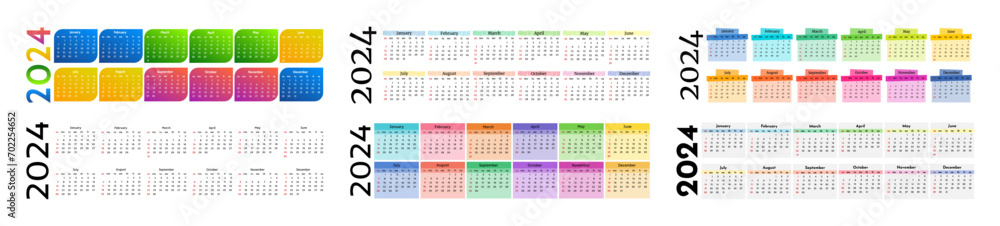 Calendar for 2024 isolated on a white background Calendar for 2024 isolated on a white background