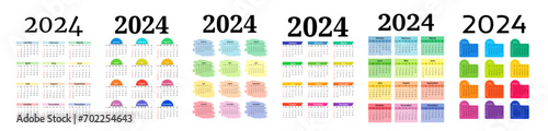Calendar for 2024 isolated on a white background