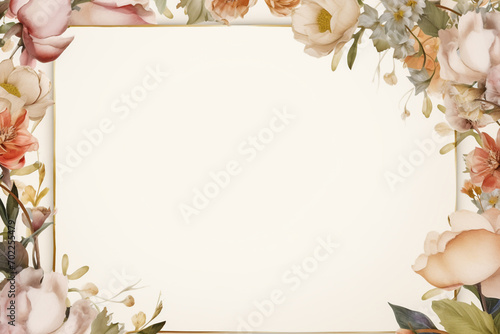 invitation card copy space for text. Invitation card with flower patterns.