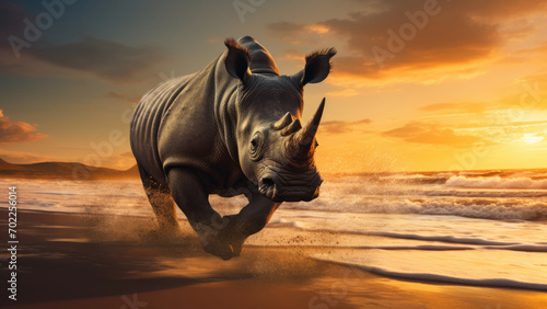 Seaside Horned Sentinel  Rhinoceros at Dusk