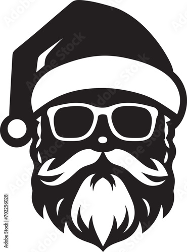 Slick Santa Style Cool Black Santa Icon Polar Claus Charm Black Cool Vector Santa