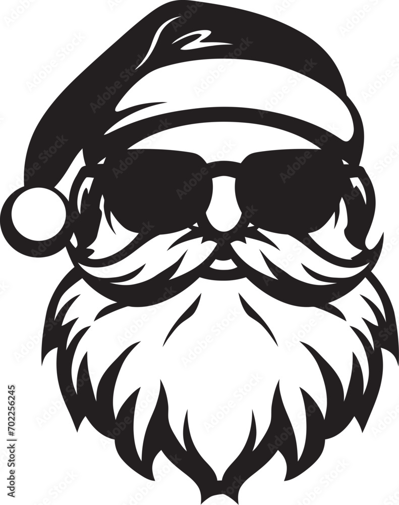 Obraz premium Cool Yule Iconic Vector Black Santa Cool Iced Out Santa Style Cool Black Vector