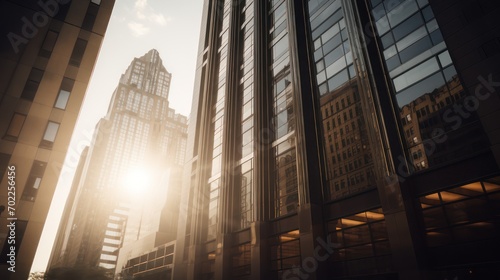 View of reflections skyscraper window of business office and apartment buildings in the center of the capital