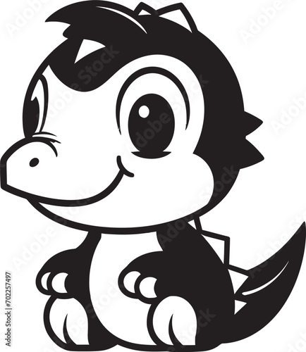 Adorable Dino Joy Vector Black Logo Tiny T Rex Treasures Black Cartoon Icon