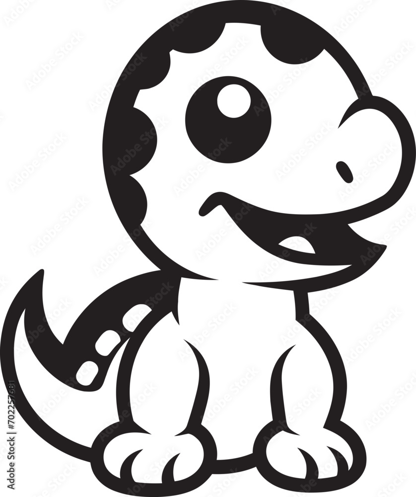 Playful Dino Style Black Cartoon Icon Sweet Dino Smile Cute Black Logo Playful Dino Style Black Cartoon Icon Sweet Dino Smile Cute Black Logo