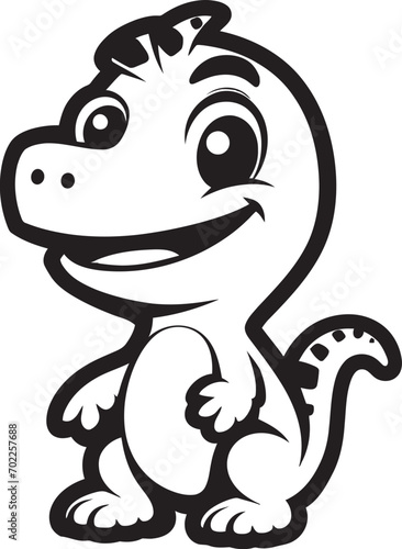 Sweet Dino Smile Cute Black Logo Tiny T Rex Treasures Vector Black Design