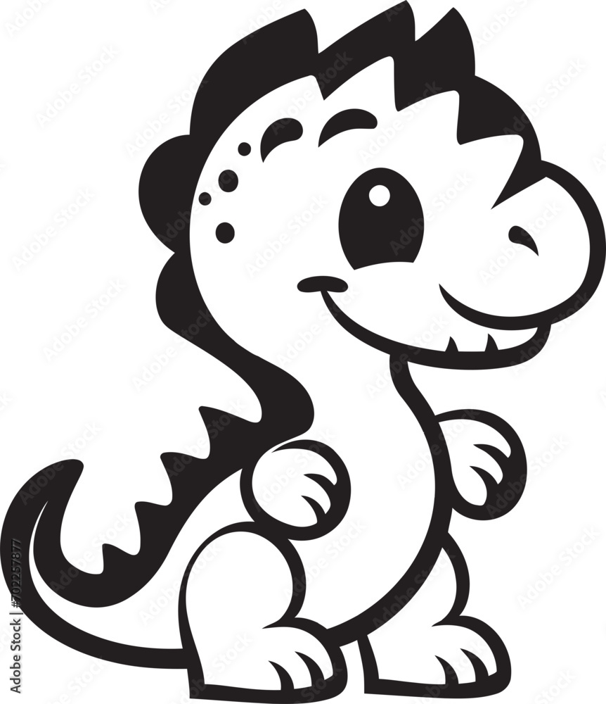 Naklejka premium Lovely Dino Whimsy Black Logo Icon Playful Dino Charm Cute Black Vector