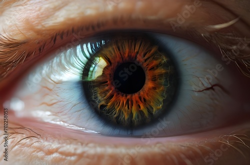 Macro view of human eye. Close-up of student. Generative AI