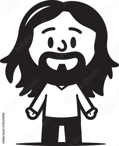 Sacred Light Cute Black Jesus Vector Heavenly Shepherd Cartoon Jesus Black