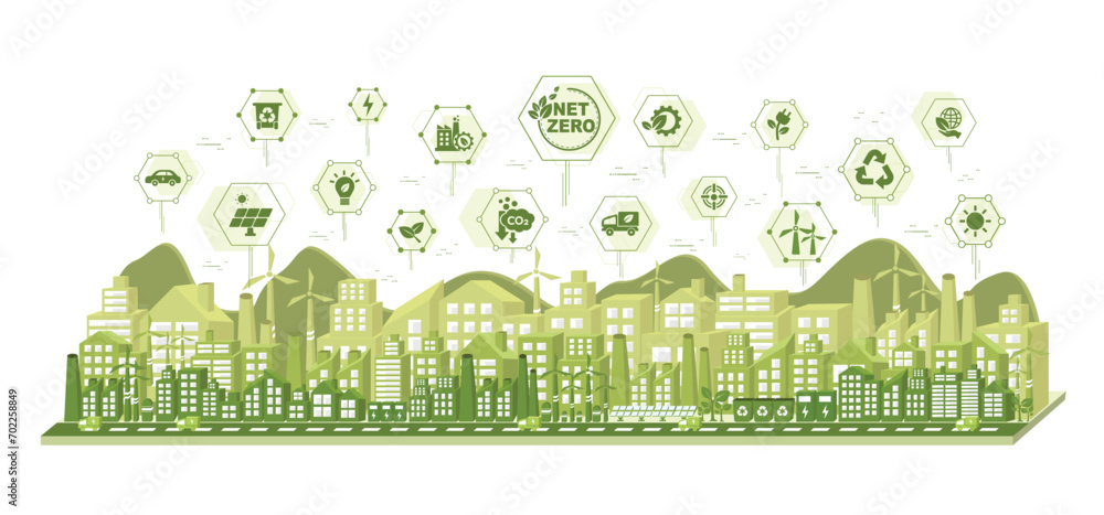 Net zero and carbon neutral concept. Net zero greenhouse gas emissions ...